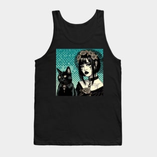 Gothic girl and her cat Tank Top